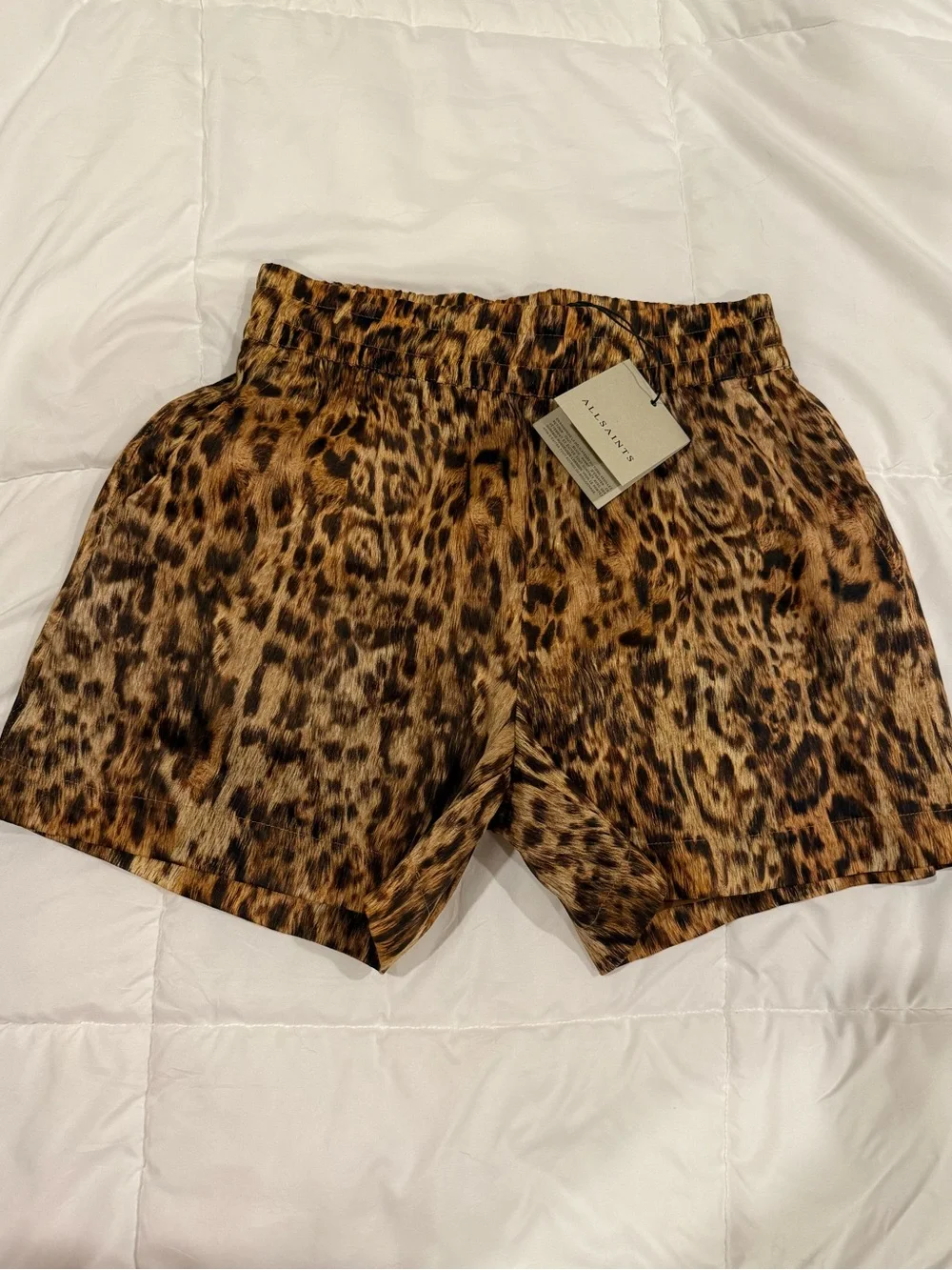 NWT All Saints Leopard Print High-Waist Shorts - Picture 4 of 10